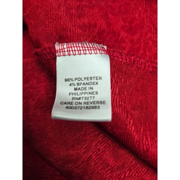 Elle Red Textured Short-Sleeve Top With Bow Accents Womens XL Polyester/Spandex - Picture 5 of 6